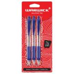 Warwick Pen Ballpoint Blue Retractable Medium Comfort Grip 3 Pack | 61-117382