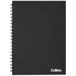 Collins Notebook Wiro A4 Side Opening Black 7mm Ruled 100 Leaf | 61-120474