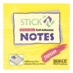 Stick\'n Note 76x76mm 100 Sheet Neon Lemon | 61-200910