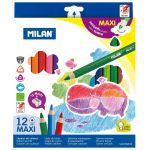 Milan Coloured Pencils Triangular Maxi Pack 12 Assorted Colours | 61-214178