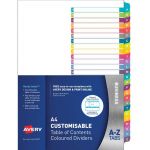 Avery Customisable Table Of Contents A4 A-z Tabs Coloured Fsc Mix Credit | 61-231687