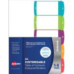 Avery Customisable Table Of Contents A4 1-5 Tabs Coloured Fsc Mix Credit | 61-231693