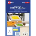 Avery Shipping Label L7168fy Fluoro Yellow Laser 199.6x143.5mm Fsc Mix Credit 2up 10 Shts | 61-238012