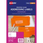 Avery Label Permanent J8560 Frosted Clear Inkjet 63.5mmx38.1mm 21up 25 Sheets | 61-238401