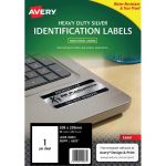 Avery Heavy Duty Id Label L6013 Silver Laser 199.6x289.1mm 1up 20 Sheets | 61-238771