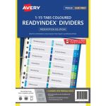 Avery Dividers A4 1-15 Tab Coloured Reinforced Manilla Double Column | 61-238895