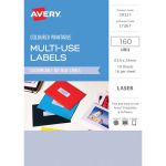 Avery Labels L7261 Sky Blue 63.5x24mm A5 16up 10 Sheets | 61-238933