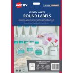 Avery Label L7147 White Gloss Round Laser Inkjet 40mm 24up 10 Sheets | 61-239564