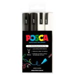 Uni Posca Marker 1.8-2.5mm 4 Pack Black White Pc-5m | 61-250107