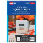 Avery Label L7095 Crystal Clear Square 45x45mm 20up 10 Sheets Laser | 61-272579