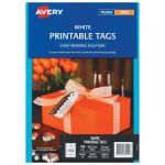 Avery Tags C32304 White Double Sided W/string 89x51mm Inkjet 10up 10 Sheets | 61-272587